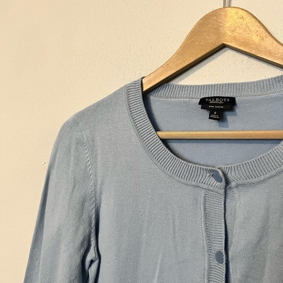 Talbots Pima Cotton Periwinkle/Sky Blue Cardigan - Size Small - Picture 3 of 5